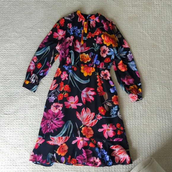 chinese dress ladies J Crew Mercantile Floral Long Sleeve Dress- Size S